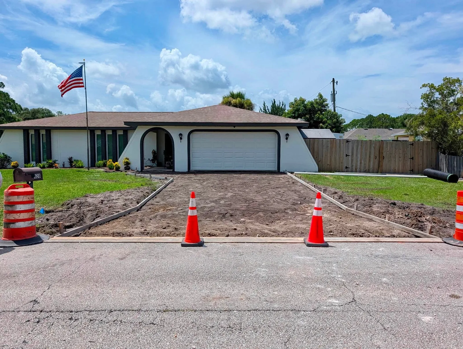 Residential driveway prepared and formed for concrete replacement by JCD Concrete