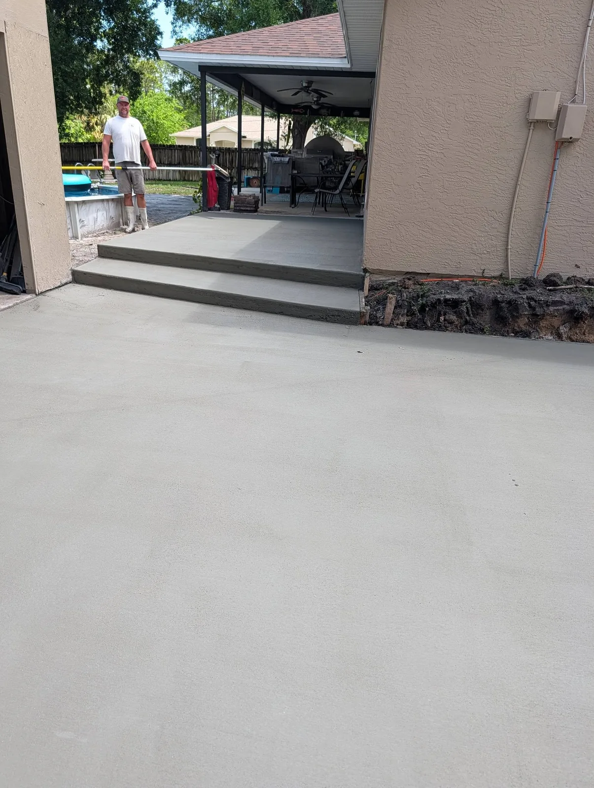 Finished JCD residential concrete patio and walkway connection
