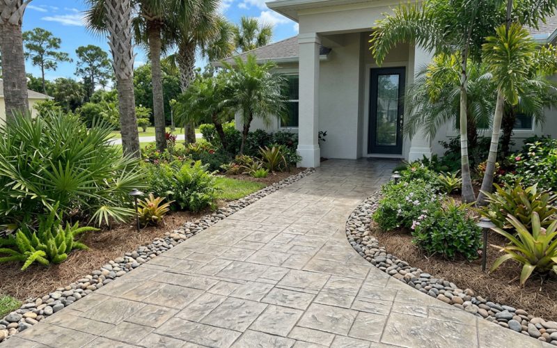 Photorealistic stamped concrete walkway in Brevard County, FL